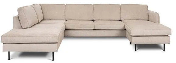 Læsø soffa med schäslong och open-end - 288 x 210 cm - beige sammet - högervänd
